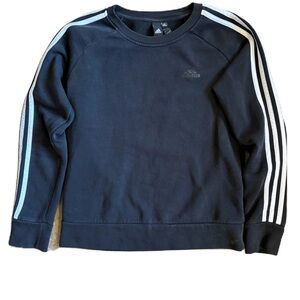 Adidas 3-Stripe Crew Neck Sweatshirt Black Womens S White Stripes S 8-10
